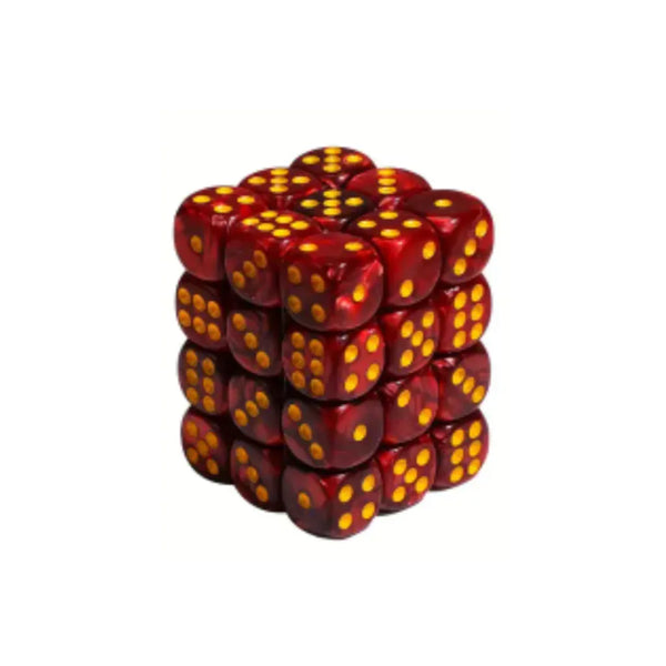 Dados D6 12mm Rojo/Vino - Amarillo