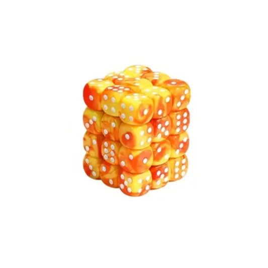 Dados D6 12mm Amarillo/Naranja - Blanco