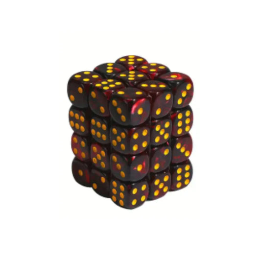 Dados D6 12mm Rojo/Negro - Amarillo